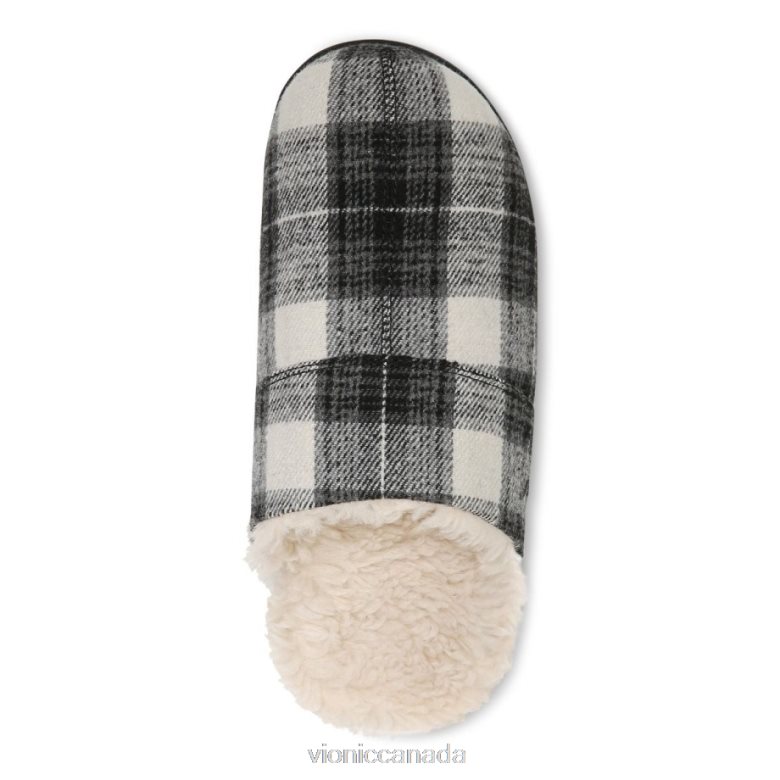 Vionic Alfons Mule Slipper 4642661488 Black Plaid Vionic shoes calgary