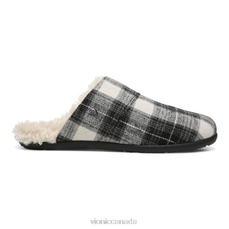 Vionic Alfons Mule Slipper 4642661488 Black Plaid Vionic shoes calgary