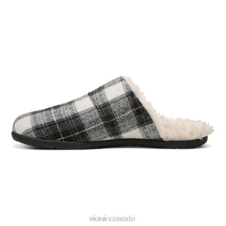 Vionic Alfons Mule Slipper 4642661488 Black Plaid Vionic shoes calgary