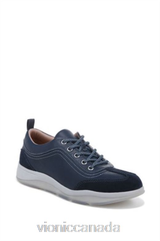 Vionic Nyla Navy Blue Tumbled Leather Lace Up Shoes 4642661577Vionic calgary