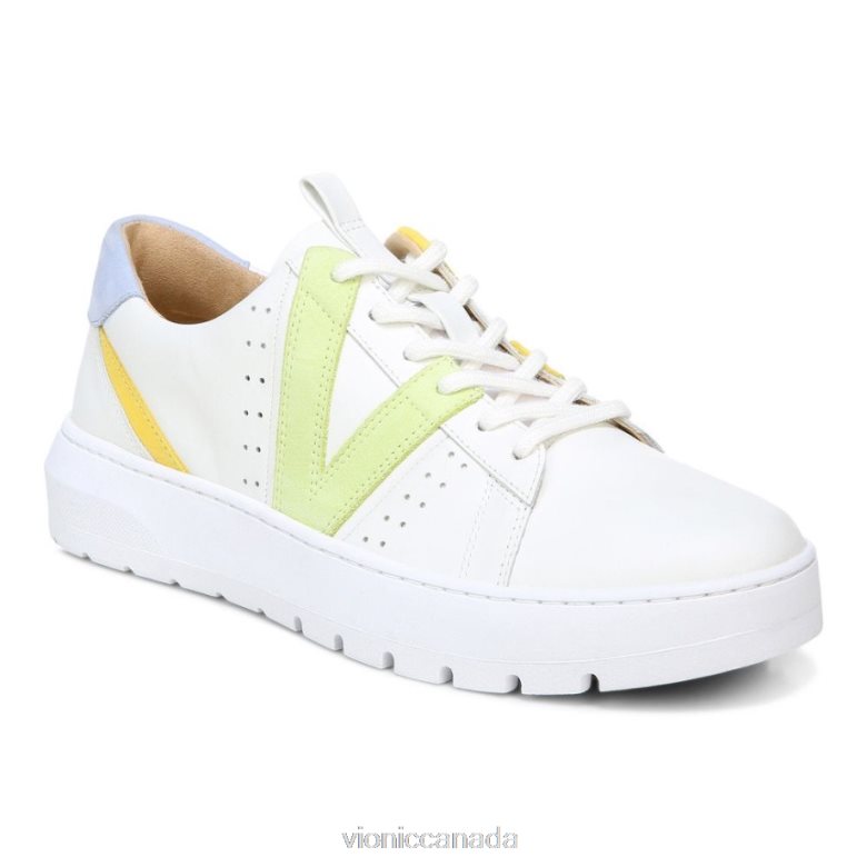 Vionic Simasa Trainer 464266593 White Pale Lime Vionic shoes calgary