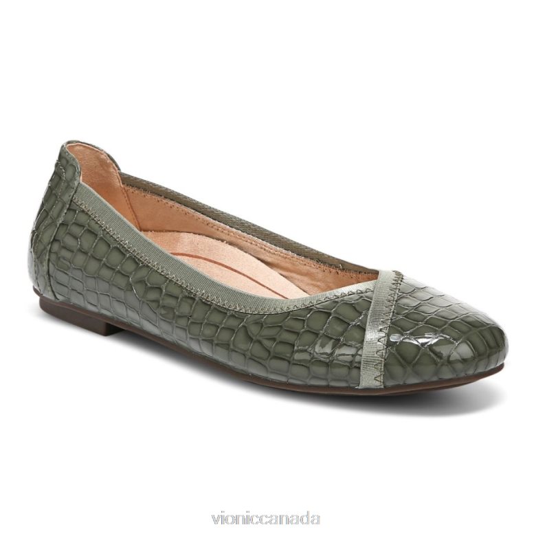 Vionic Caroll Ballet Flat 4642661245 Army Green Croc Vionic canada