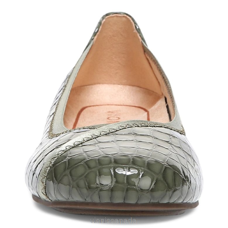 Vionic Caroll Ballet Flat 4642661245 Army Green Croc Vionic canada