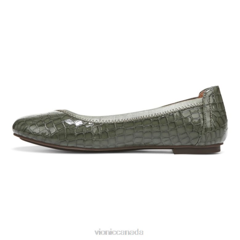 Vionic Caroll Ballet Flat 4642661245 Army Green Croc Vionic canada