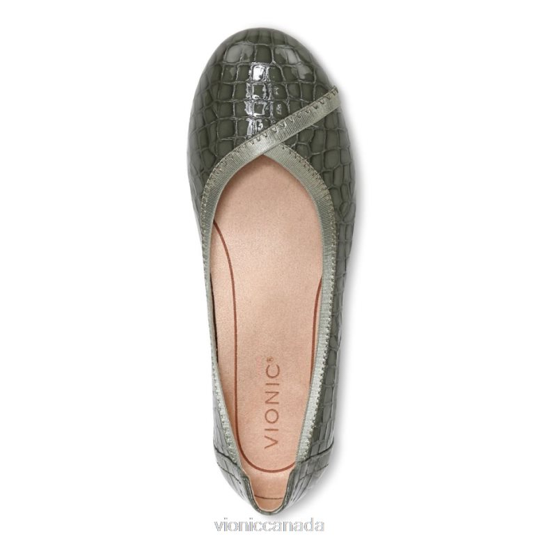 Vionic Caroll Ballet Flat 4642661245 Army Green Croc Vionic canada