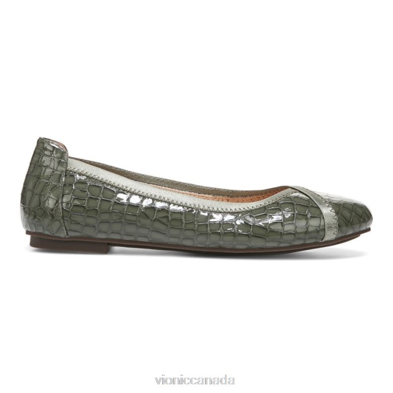Vionic Caroll Ballet Flat 4642661245 Army Green Croc Vionic canada