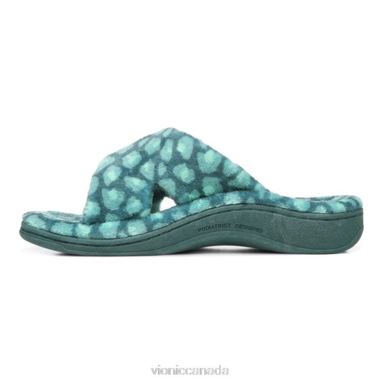 Vionic Relax Slipper 46426610 Posy Green Leopard Vionic boots canada