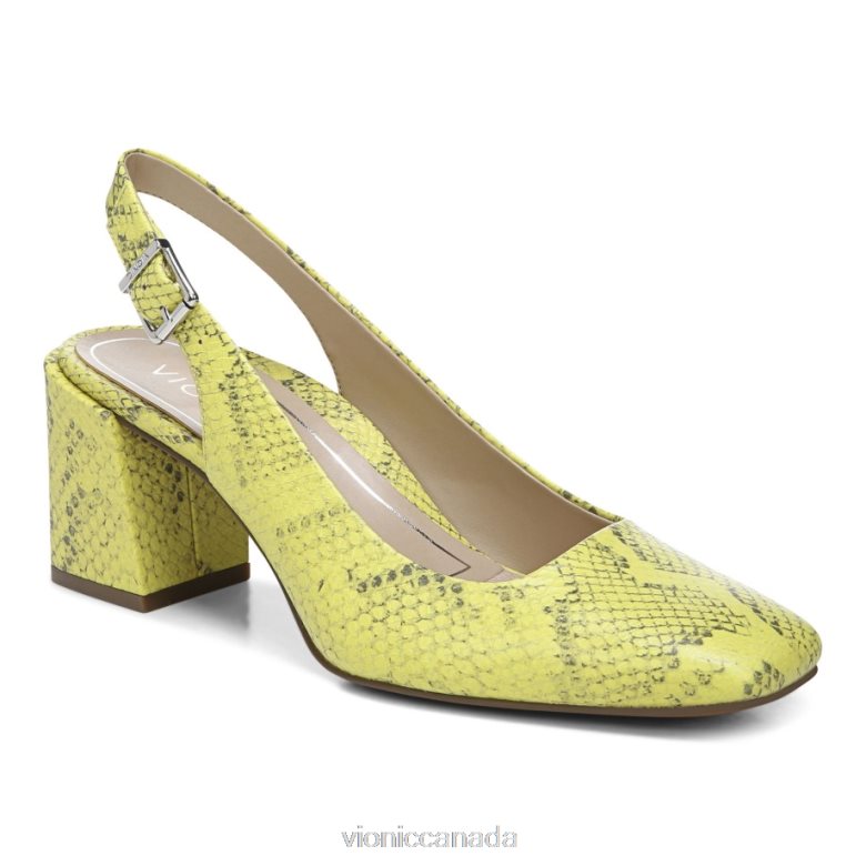 Vionic Nola Block Heel 464266208 Neon Lemon Snake Vionic boots canada