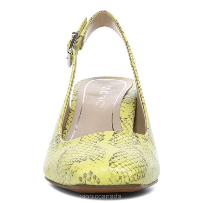 Vionic Nola Block Heel 464266208 Neon Lemon Snake Vionic boots canada