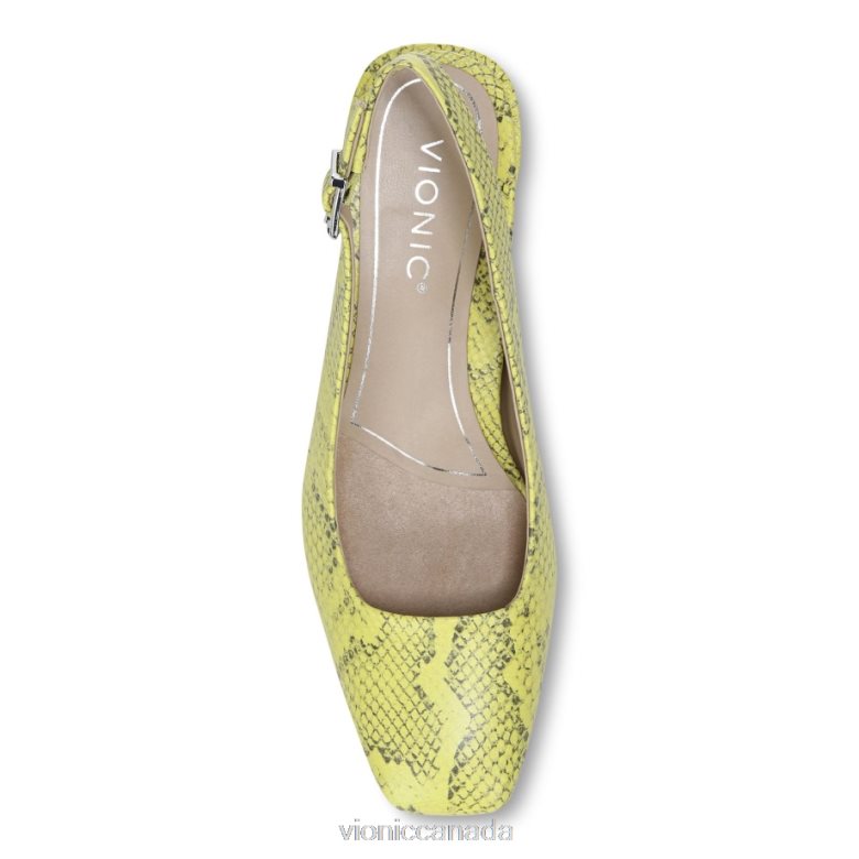 Vionic Nola Block Heel 464266208 Neon Lemon Snake Vionic boots canada