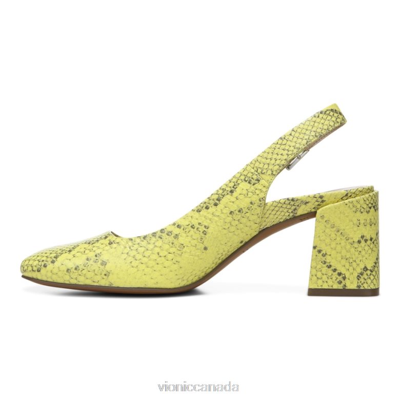 Vionic Nola Block Heel 464266208 Neon Lemon Snake Vionic boots canada