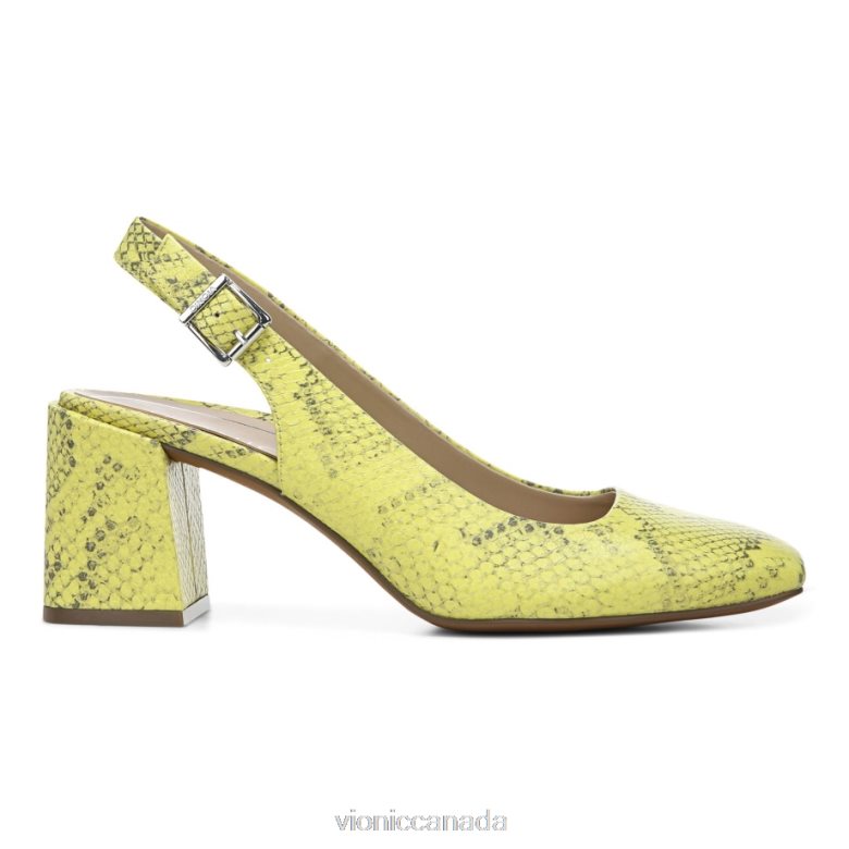 Vionic Nola Block Heel 464266208 Neon Lemon Snake Vionic boots canada