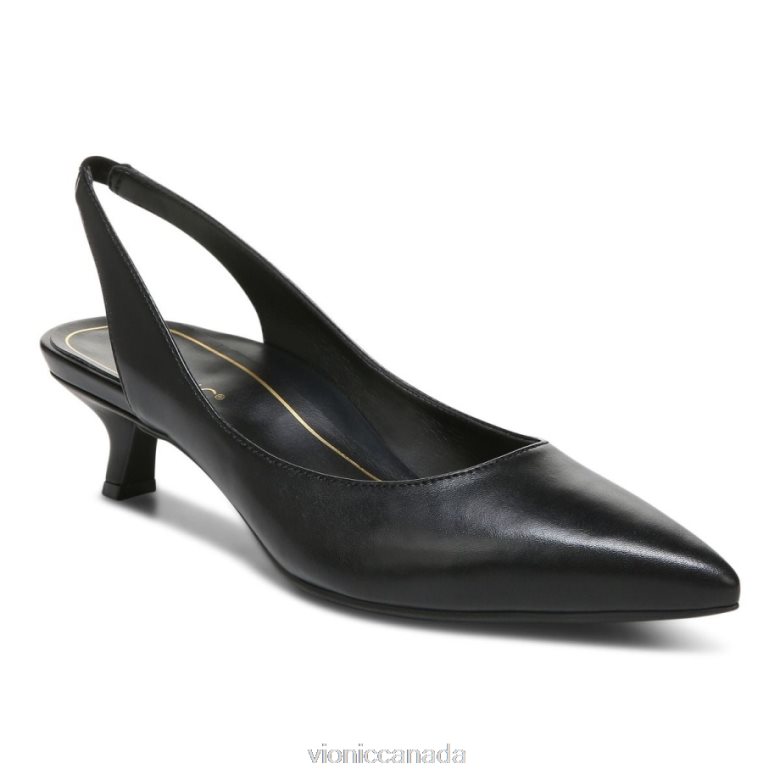 Vionic Ziva Kitten Heel 464266877 Black Leather Vionic sandals canada