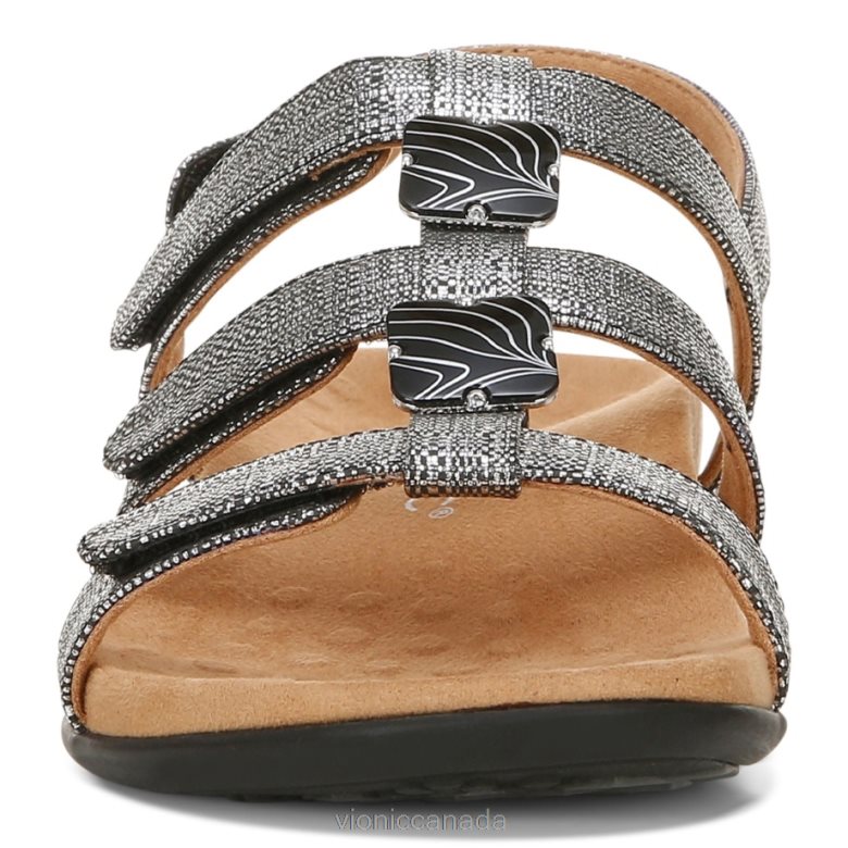 Vionic Amber Adjustable Sandal 4642661404 Black Metallic Vionic shoes calgary