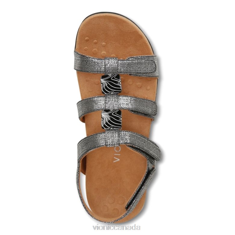 Vionic Amber Adjustable Sandal 4642661404 Black Metallic Vionic shoes calgary