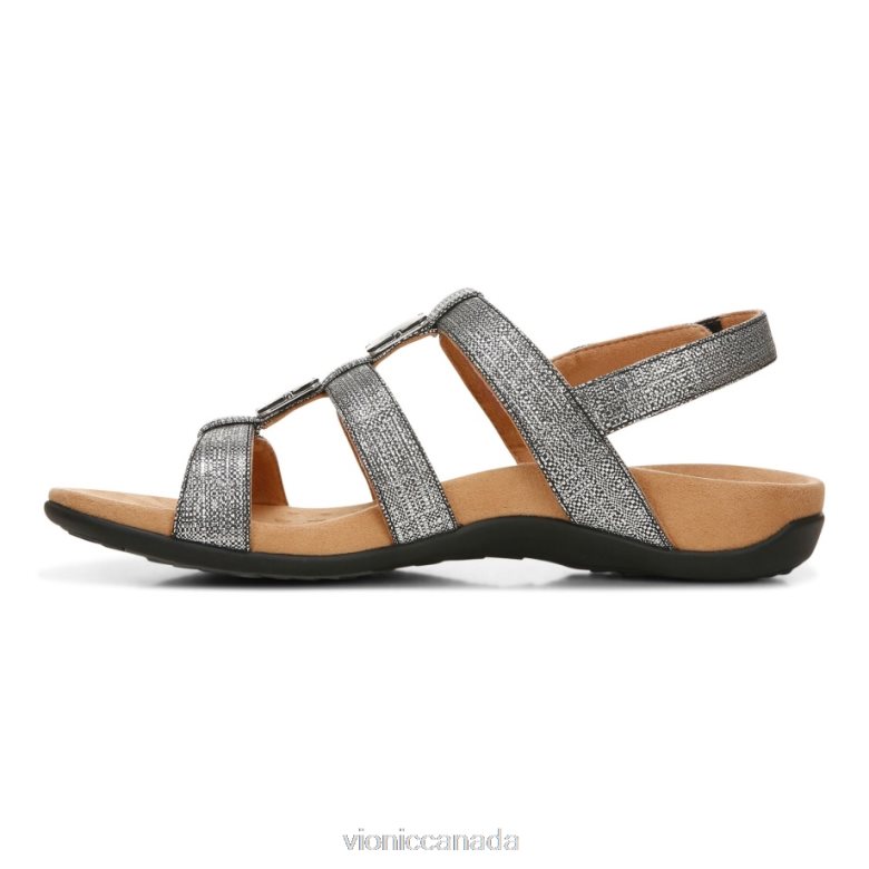 Vionic Amber Adjustable Sandal 4642661404 Black Metallic Vionic shoes calgary