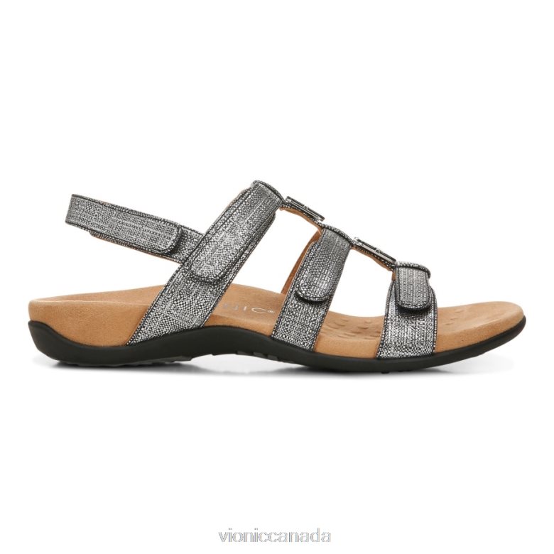 Vionic Amber Adjustable Sandal 4642661404 Black Metallic Vionic shoes calgary