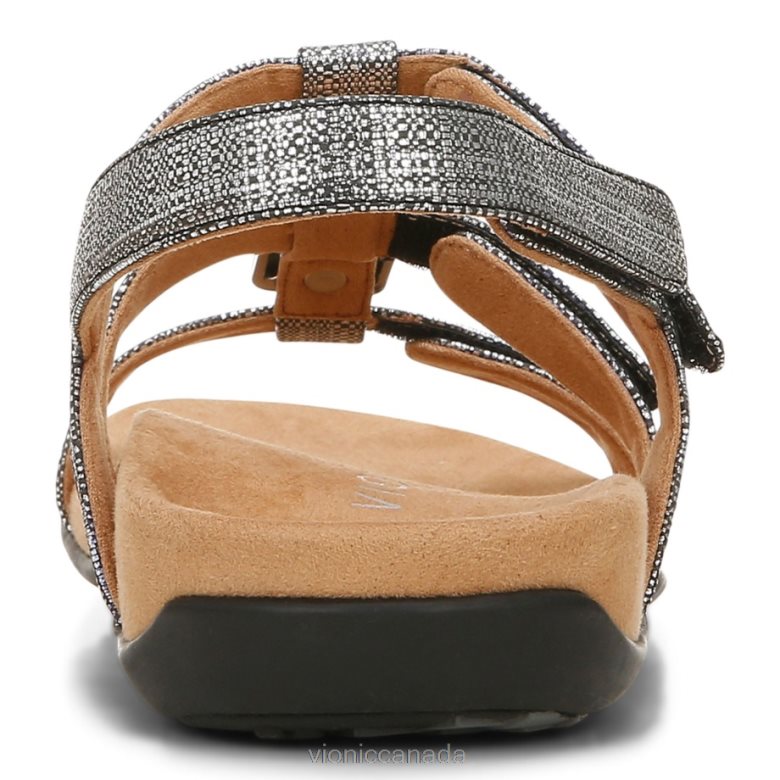 Vionic Amber Adjustable Sandal 4642661404 Black Metallic Vionic shoes calgary