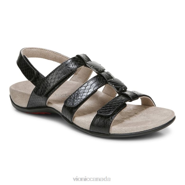 Vionic Amber Adjustable Sandal 4642661405 Black Snake Vionic sandals canada