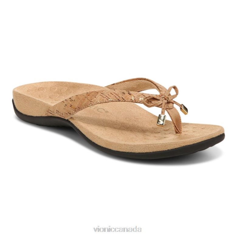 Vionic Bella Toe Post Sandal 4642661336 Gold Cork Vionic canada sale