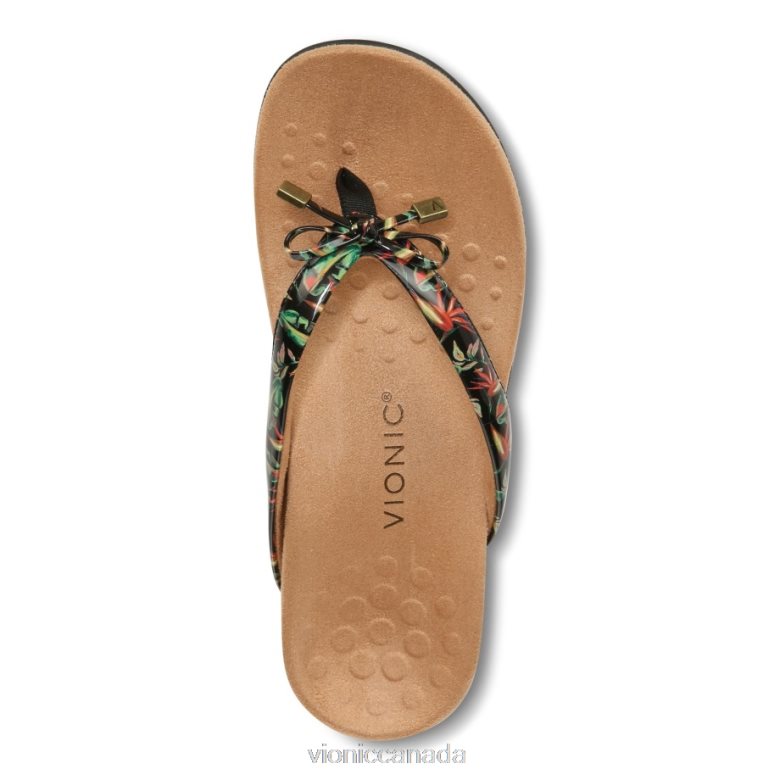 Vionic Bella Toe Post Sandal 4642661341 Black Tropical Vionic sandals canada
