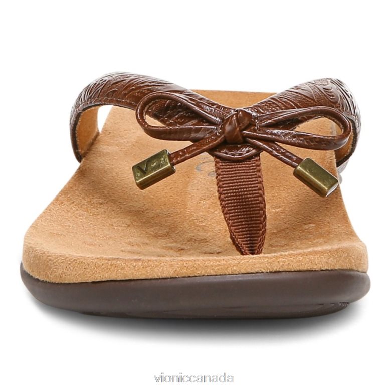 Vionic Bella Toe Post Sandal 4642661353 Brown Embossed Vionic canada