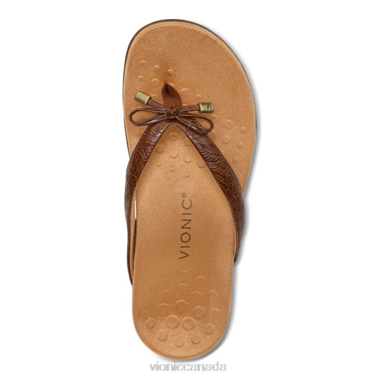 Vionic Bella Toe Post Sandal 4642661353 Brown Embossed Vionic canada