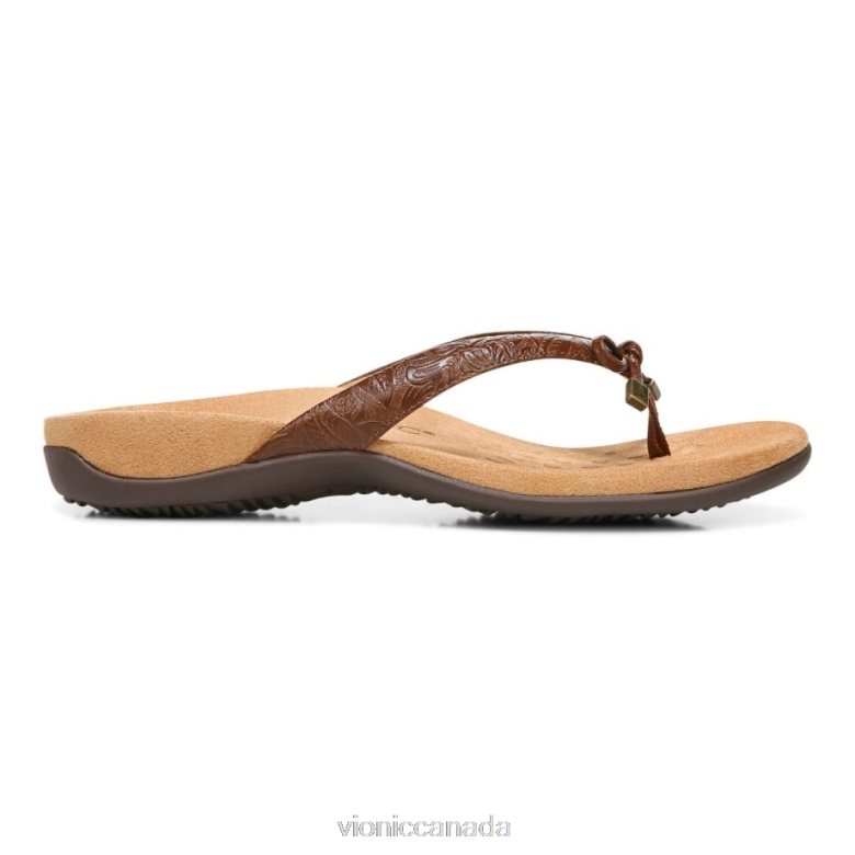 Vionic Bella Toe Post Sandal 4642661353 Brown Embossed Vionic canada
