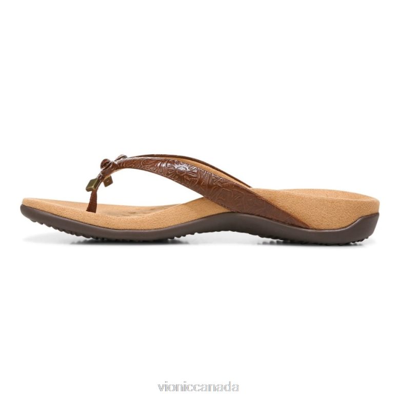 Vionic Bella Toe Post Sandal 4642661353 Brown Embossed Vionic canada