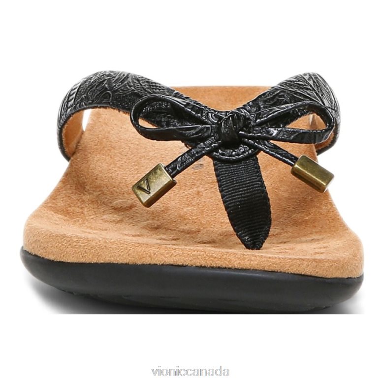 Vionic Bella Toe Post Sandal 4642661354 Black Embossed Vionic boots canada