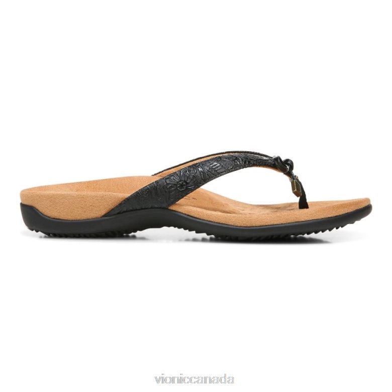 Vionic Bella Toe Post Sandal 4642661354 Black Embossed Vionic boots canada