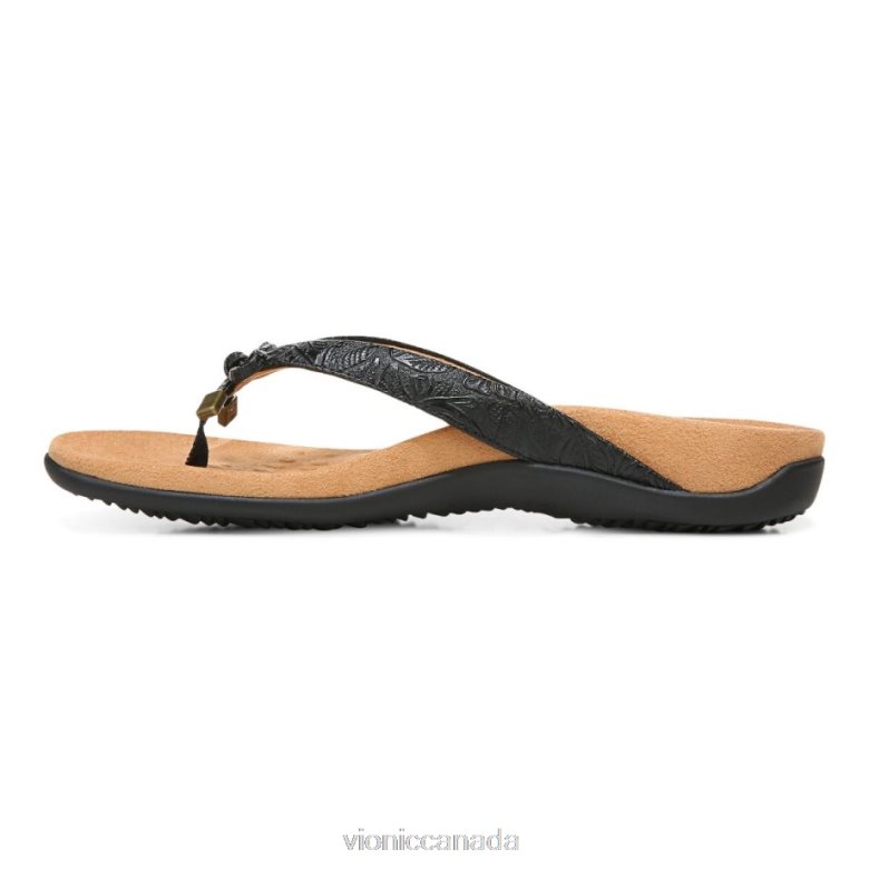 Vionic Bella Toe Post Sandal 4642661354 Black Embossed Vionic boots canada