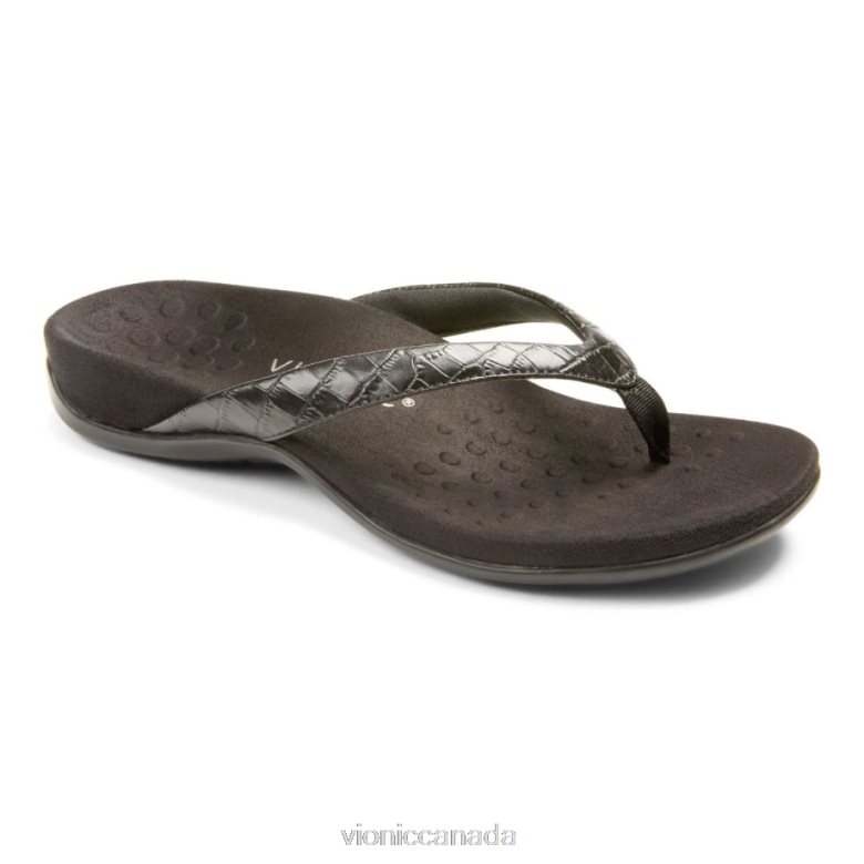 Vionic Dillon Toe Post Sandal 4642661362 Black Croc Vionic boots canada