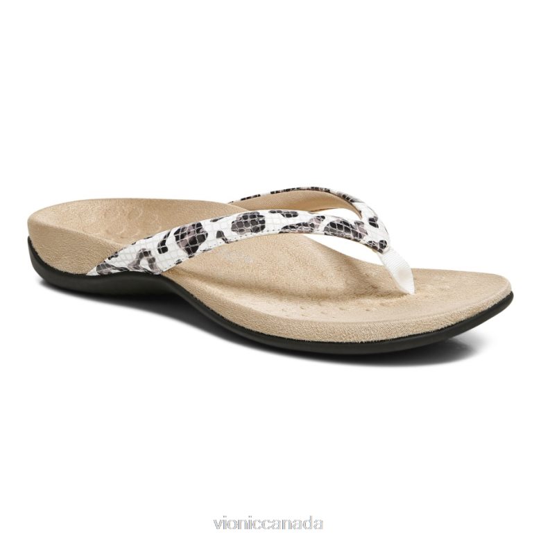 Vionic Dillon Toe Post Sandal 4642661364 White Leopard Vionic shoes calgary
