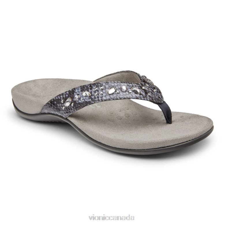 Vionic Lucia Toe Post Sandal 4642661395 Slate Grey Snake Vionic calgary