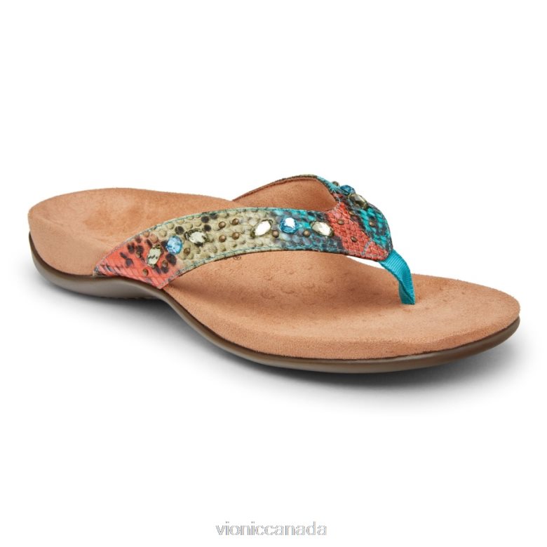 Vionic Lucia Toe Post Sandal 4642661397 Blue Teal Snake Vionic sandals canada