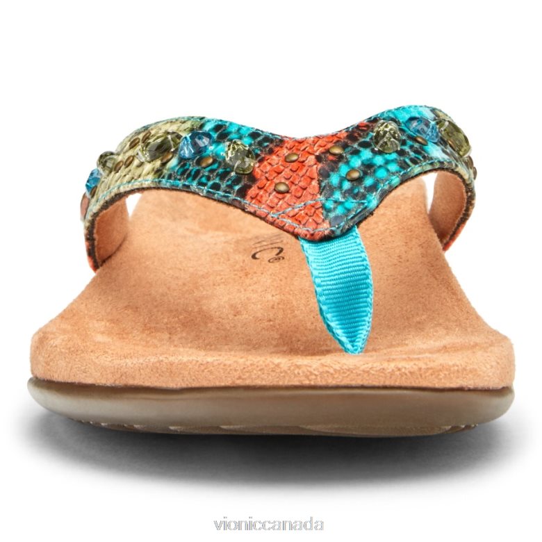Vionic Lucia Toe Post Sandal 4642661397 Blue Teal Snake Vionic sandals canada