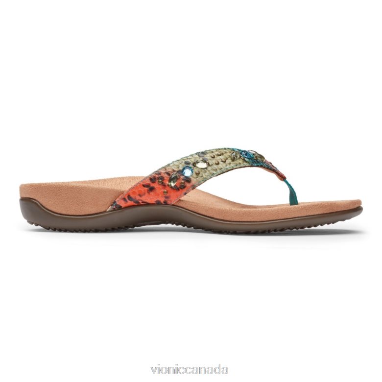 Vionic Lucia Toe Post Sandal 4642661397 Blue Teal Snake Vionic sandals canada