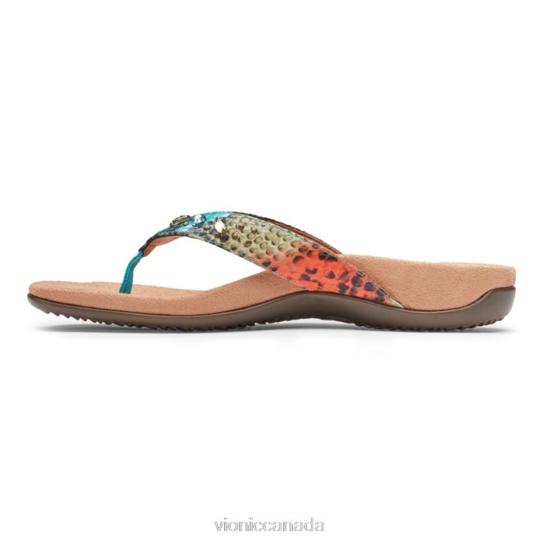 Vionic Lucia Toe Post Sandal 4642661397 Blue Teal Snake Vionic sandals canada