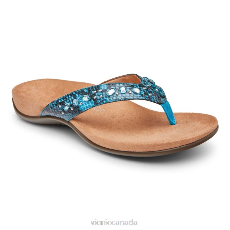 Vionic Lucia Toe Post Sandal 464266178 Aqua Snake Vionic canada sale