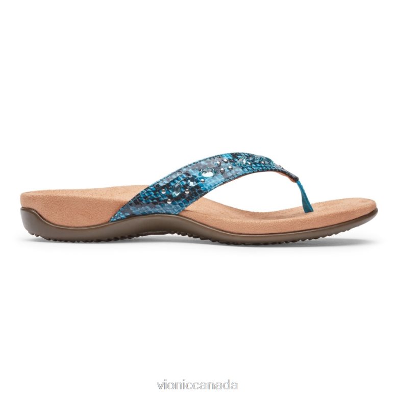 Vionic Lucia Toe Post Sandal 464266178 Aqua Snake Vionic canada sale