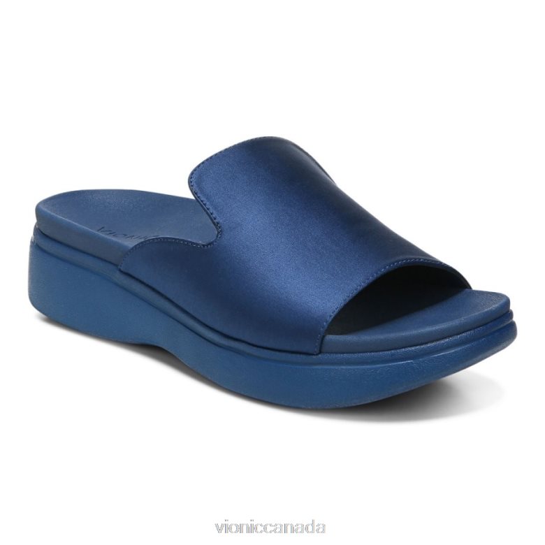 Vionic Monica Platform Sandal 4642661332 Dark Blue Satin Vionic shoes calgary