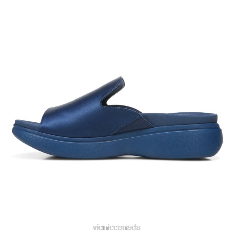 Vionic Monica Platform Sandal 4642661332 Dark Blue Satin Vionic shoes calgary