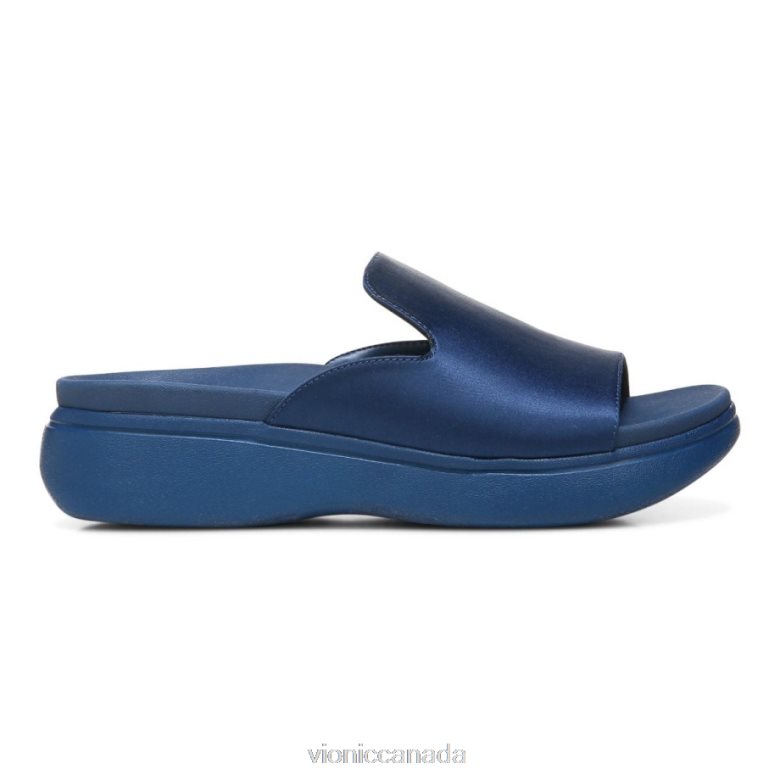 Vionic Monica Platform Sandal 4642661332 Dark Blue Satin Vionic shoes calgary