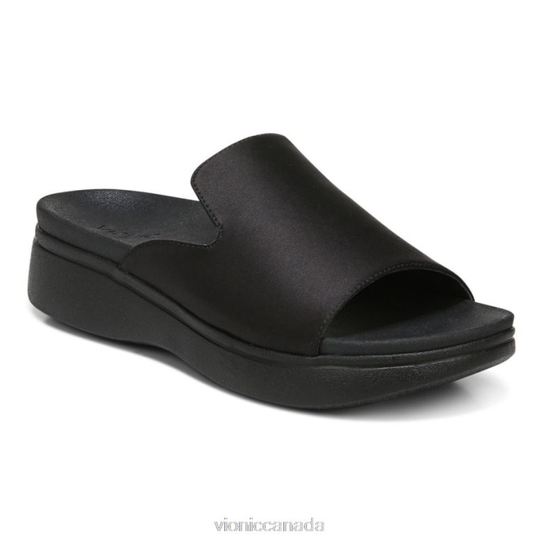 Vionic Monica Platform Sandal 4642661333 Black Satin Vionic sandals canada