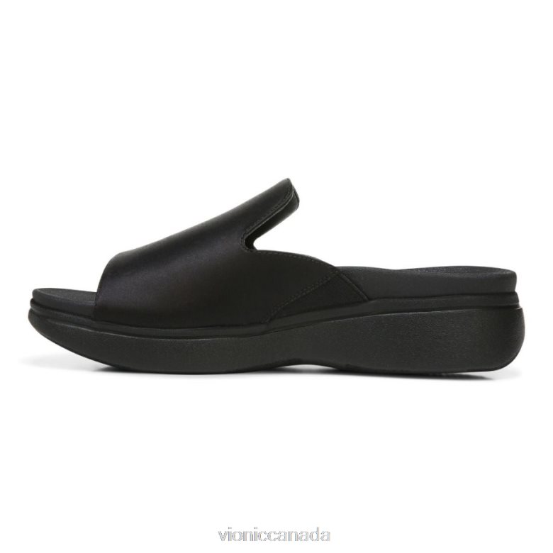 Vionic Monica Platform Sandal 4642661333 Black Satin Vionic sandals canada