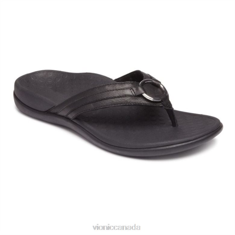 Vionic Tide Aloe Toe Post Sandal 4642661374 Black Leather Vionic sneakers