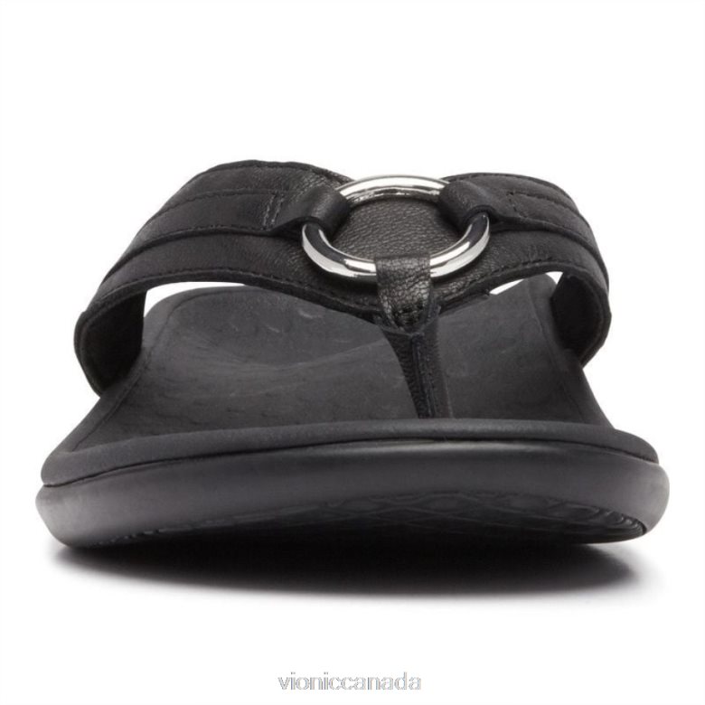 Vionic Tide Aloe Toe Post Sandal 4642661374 Black Leather Vionic sneakers