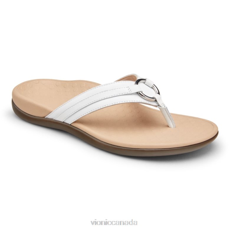 Vionic Tide Aloe Toe Post Sandal 4642661376 White Leather Vionic canada sale