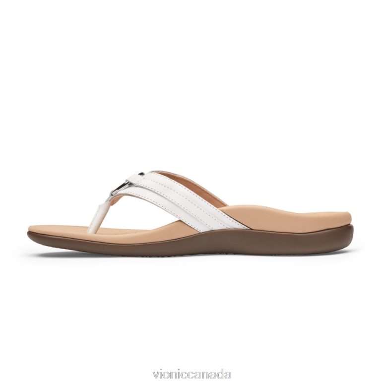 Vionic Tide Aloe Toe Post Sandal 4642661376 White Leather Vionic canada sale